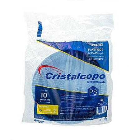 PRATO DESCARTAVEL CRISTALCOPO 26 CM RASO BRANCO C/ 10 UN
