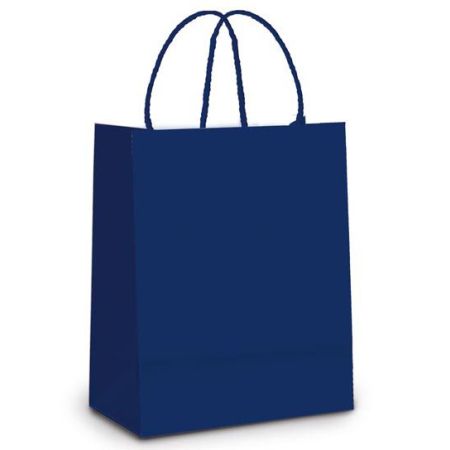 SACOLA DE PAPEL CROMUS P 21,5X15X8 CM AZUL MARINHO