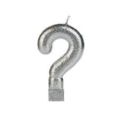 VELA SILVER GLITTER PRATEADA INTERROGACAO
