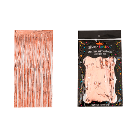 CORTINA DE FITA SILVER PLASTIC 2 MT ROSE GOLD