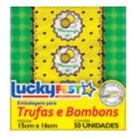 EMBALAGEM P/ TRUFFAS 15X16 LUCKY FEST SABOR MARACUJA C/50 UN