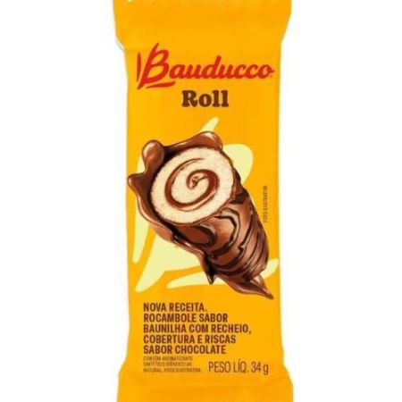 BOLINHO BAUDUCCO ROLL CHOCOLATE 34 GR UNITARIO