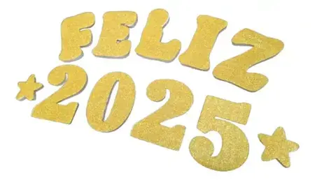 NATAL FAIXA DE EVA KI LETRAS FELIZ 2026 BRANCO/DOURADO