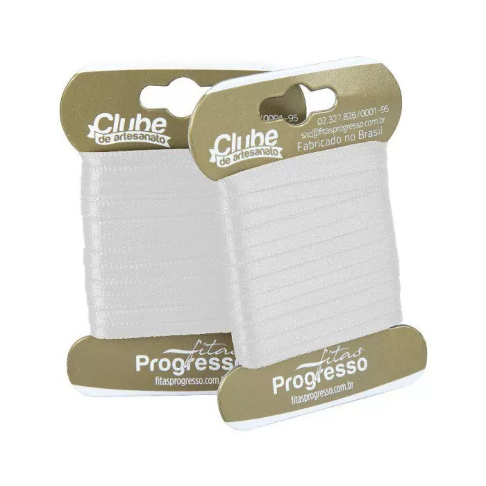 FITA PROGRESSO CETIM DUPLO 04 MM X 10 MT COR 201 BRANCO
