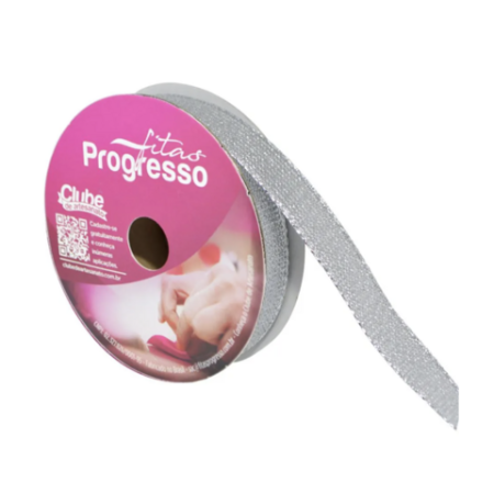 FITA PROGRESSO METALIZADA 15 MM X 10 MT COR  218 PRATA