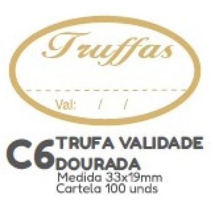 ETIQUETA P/ BOMBOM HIPER EMB. TRUFA VALIDADE OURO C6