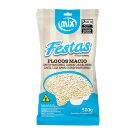 FLOCOS CHOCOLATE MIX MACIO BAUNILHA BRANCO CREME 500 GR