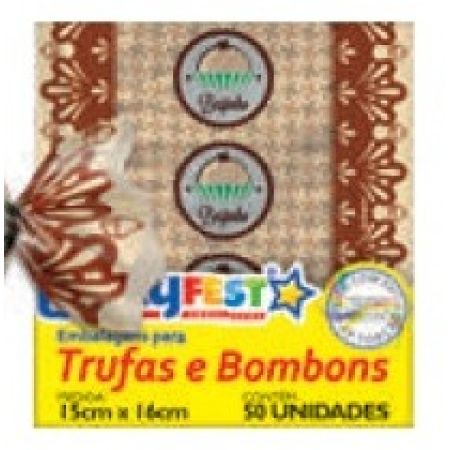 EMBALAGEM P/ TRUFFAS 15X16 LUCKY FEST SABOR BEIJINHO C/50 UN