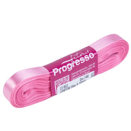 FITA PROGRESSO CETIM 10 MM X 10 MT COR 240 ROSA ESCURO