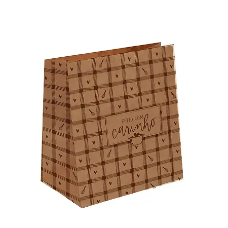 SACO DE PAPEL CROMUS TAM. M 28,5X24X12 FEITO COM CARINHO DELIVERY UNITARIO