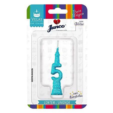VELA JUNCO MINI GLITTER AZUL TIFFANY Nº 5