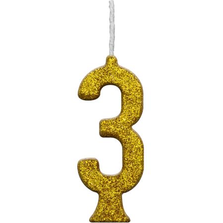 VELA REGINA PARABENS GLITTER DOURADA Nº 3