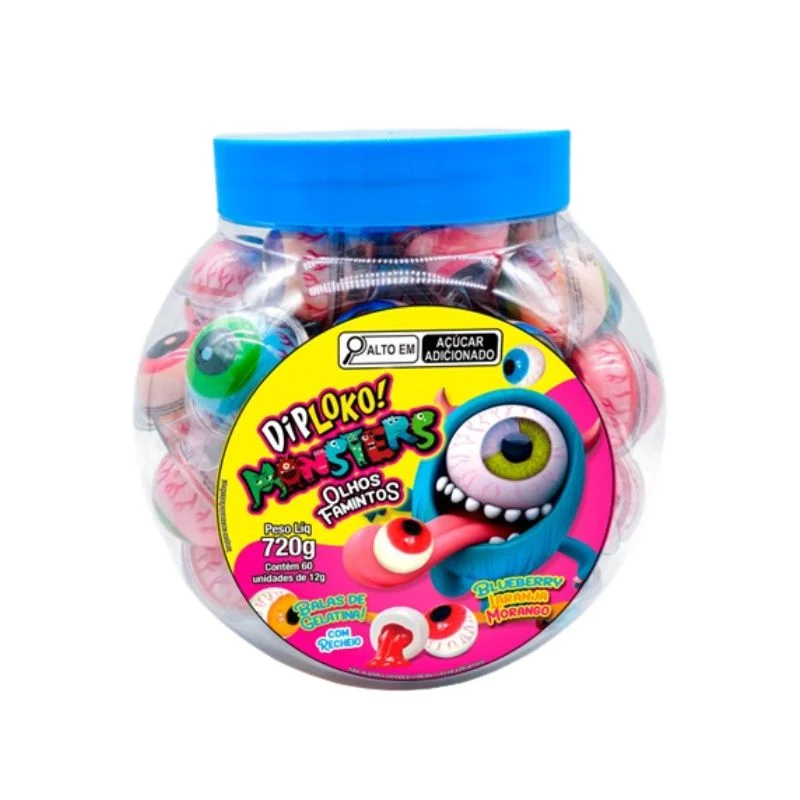 BALA DE GELATINA DIPLOKO OLHOS FAMINTOS MONSTERS UNITARIO