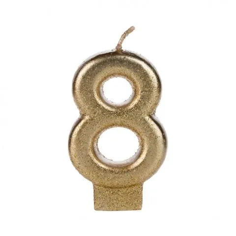 VELA SILVER GLITTER DOURADA Nº 8