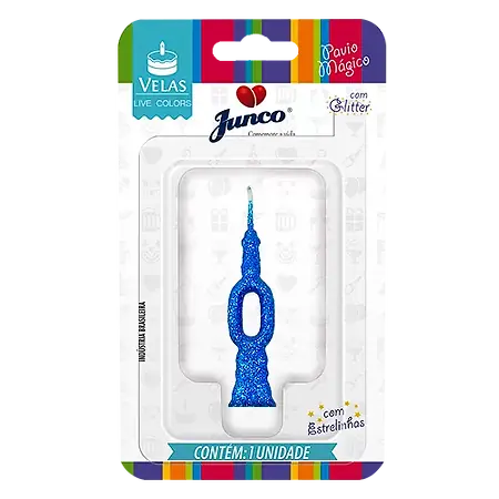 VELA JUNCO MINI GLITTER AZUL Nº 0