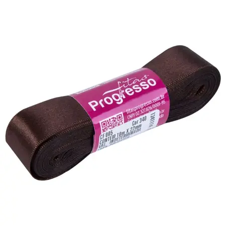 FITA PROGRESSO CETIM 22 MM X 10 MT COR 340 MARROM CAFE