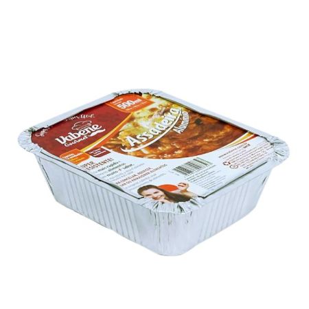 ASSADEIRA P/ PORCAO RETANGULAR VABENE 250 ML C/ TAMPA ALUMINIO C/12 UN