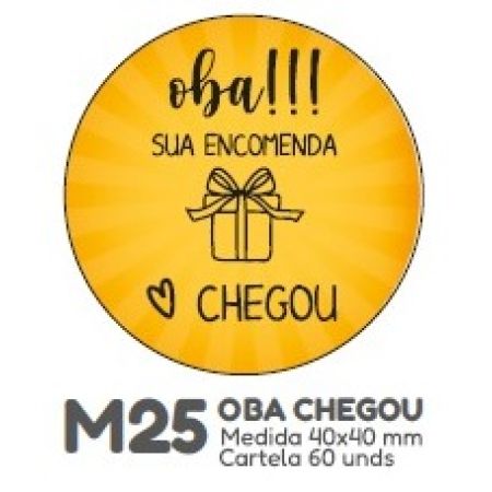 ETIQUETA P/ BOMBOM HIPER EMB. OBA CHEGOU M25