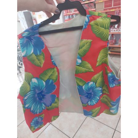 JUNINA ROUPA SB ACESSORIOS COLETE FLORAL AZUL TAM. M REF. CLT003