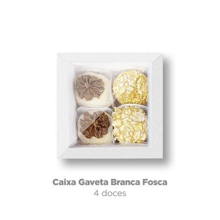 CAIXA PARA BOMBOM PLAC GAVETA 04 DOCES BRANCA