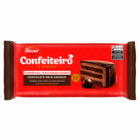 COBERTURA HARALD CONFEITEIRO MEIO AMARGO 500 GR