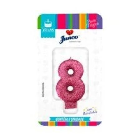 VELA JUNCO LIVE COLORS GLITTER ROSA BEBE Nº 8