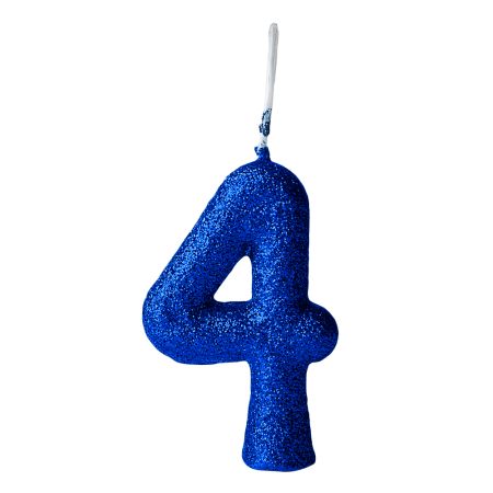 VELA REGINA CINTILANTE AZUL Nº 4