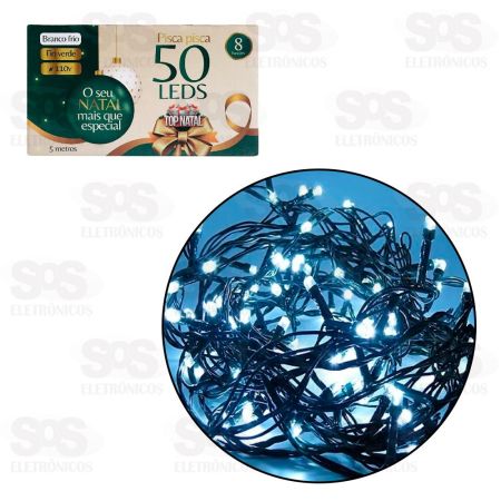 NATAL PISCA 50 LEDS BRANCO FRIO FIO VERDE SOS IMPORTADORA