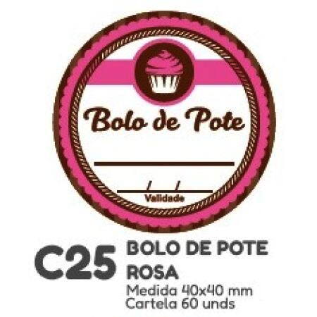 ETIQUETA P/ BOMBOM HIPER EMB. BOLO NO POTE ROSA C25