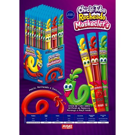 CHICLE MBL MASKACLETS TUBO RECHEADO 25 GR UNITARIO