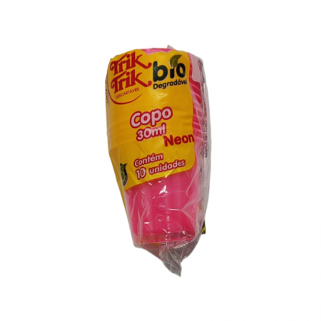 COPO DESCARTAVEL TRIK TRIK BIO 30 ML ROSA NEON C/10 UN