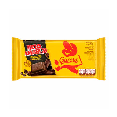CHOCOLATE BARRINHA GAROTO MEIO AMARGO 80 GR