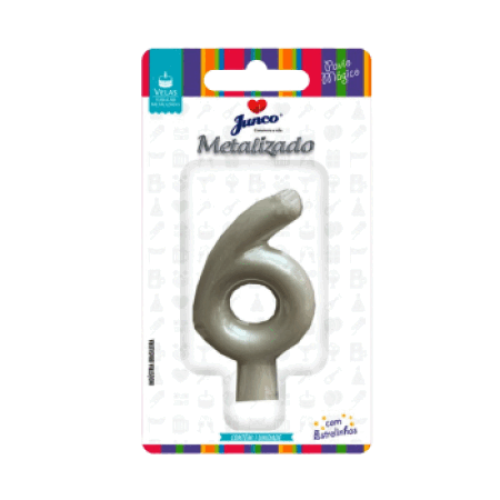 VELA JUNCO METALIZADA PEROLADO BRANCO Nº 6
