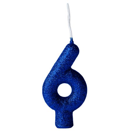VELA REGINA CINTILANTE AZUL Nº 6