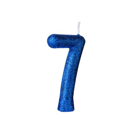 VELA REGINA CINTILANTE AZUL Nº 7