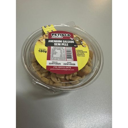 AMENDOIM PETISCO DELICIA S/ PELE POTE 180 GR