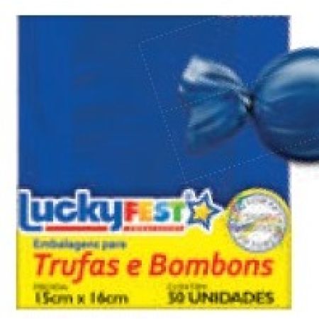 EMBALAGEM P/ TRUFFAS 15X16 LUCKY FEST LISO AZUL ESCURO C/50 UN
