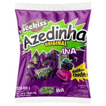 BALA CORY ICEKISS CHICLE AZEDINHA UVA 400 GR