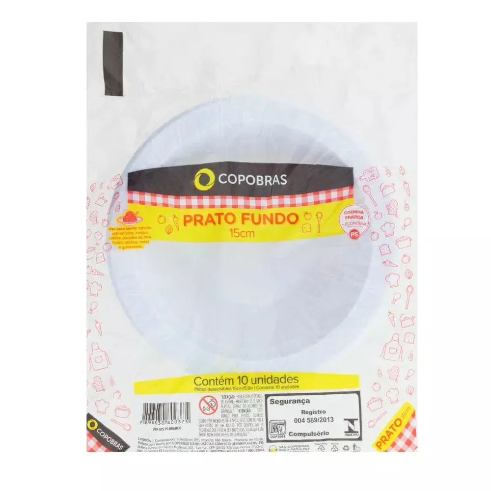 PRATO DE ISOPOR COPOBRAS 15 CM C/25 UN