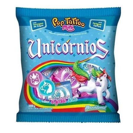 PIRULITO FLORESTAL POP TATTOO UNICORNIO MINI C/50 UN