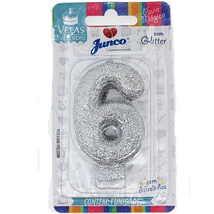 VELA JUNCO LIVE COLORS GLITTER PRATA Nº 6