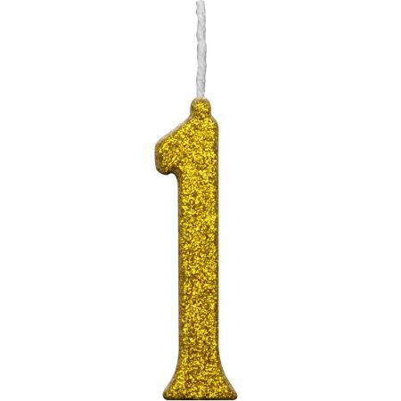 VELA REGINA PARABENS GLITTER DOURADA Nº 1