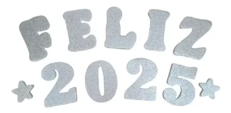 NATAL FAIXA DE EVA KI LETRAS FELIZ 2026 BRANCO/PRATA