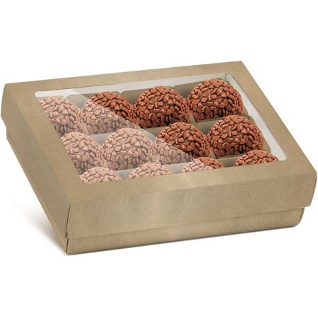 CAIXA PARA BOMBOM KAIXOTE 12 CAV KRAFT 15,2X11,4X4 REF. 2756/12BB