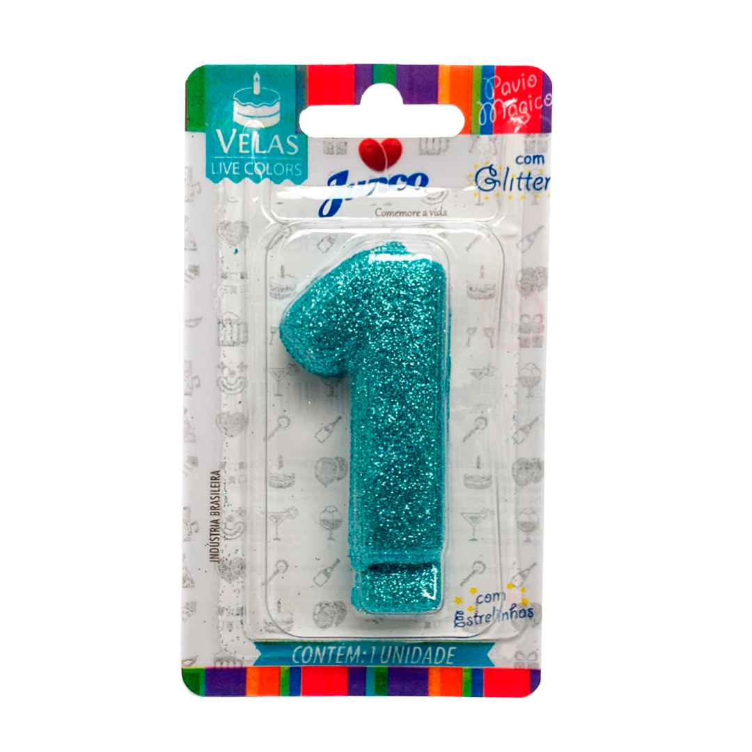 VELA JUNCO LIVE COLORS GLITTER AZUL TIFFANY Nº 1