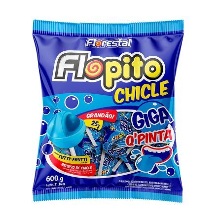 PIRULITO FLORESTAL FLOPITO CHICLE Q'PINTA GIGA 600 GR