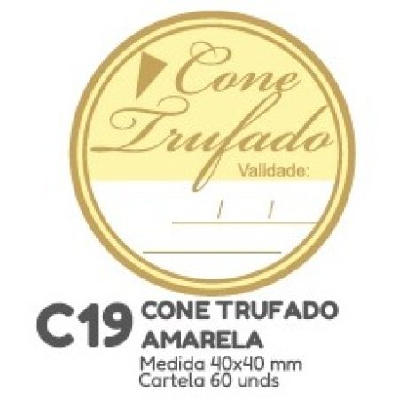 ETIQUETA P/ BOMBOM HIPER EMB. CONE TRUFADO AMARELO C19
