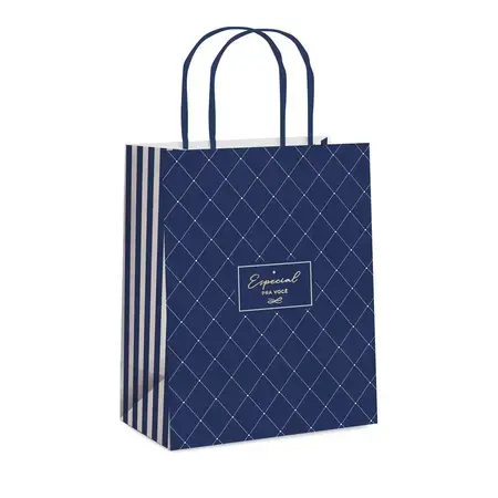 SACOLA DE PAPEL CROMUS P 21,5X15X8 CM ROYAL AZUL