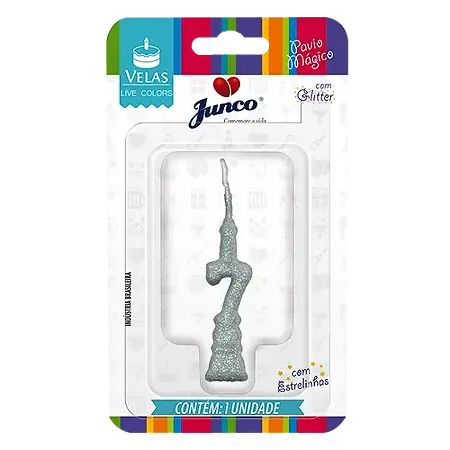 VELA JUNCO MINI GLITTER PRATA Nº 7