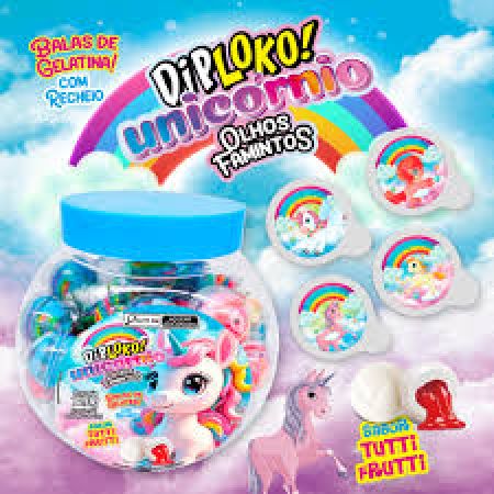 BALA DE GELATINA DIPLOKO OLHOS FAMINTOS UNICORNIO UNITARIO